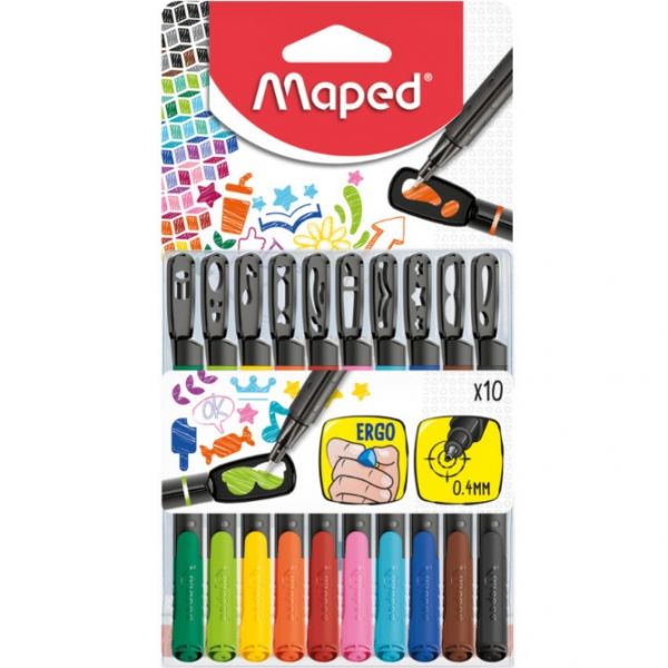 Ручка капиллярная MAPED GRAPH PEP'S MANIA (749450) ассорти, 10 шт